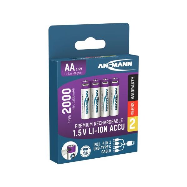 Ansmann AA 1.5v Li-ion USB-C Pack of 4
