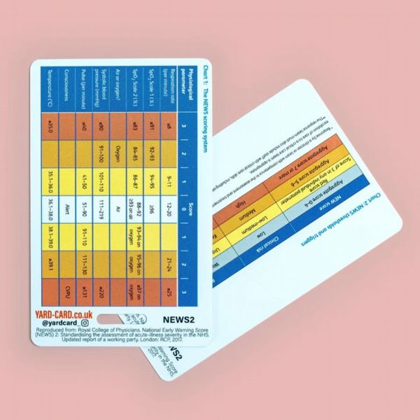 YardCard NEWS2 Reference Card for Nurses, Doctors & Student Nurses with Card Holder
