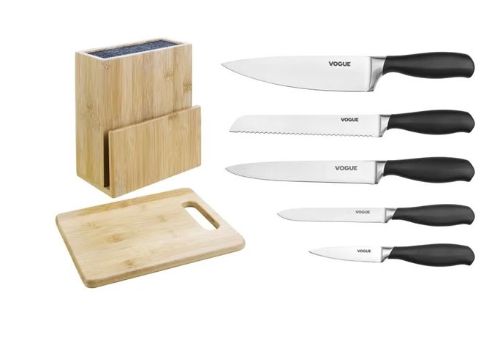 Vogue Five Knife Block with Chopping Board